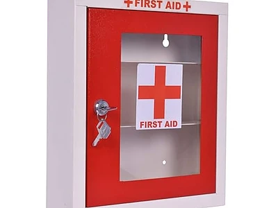 Plantex First Aid Box/Emergency Medical Kit Box - GI Steel (Red & Ivory)